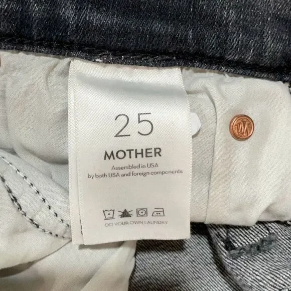 Mother Black Button Fly The Stunner Ankle Fray Jeans Friday The 13th Size 25